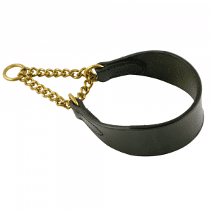 ESB Leather Half choke sighthound collar in Havana (45mm) with medium solid brass chain