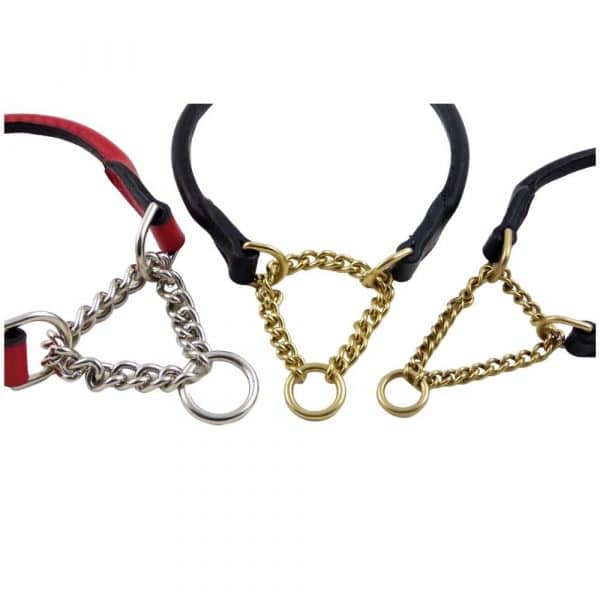 Half-choke chains sizes, L-R, heavy in nickel, medium in brass and light in brass