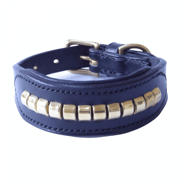 ESB Leather Clincher hound collar in black with brass