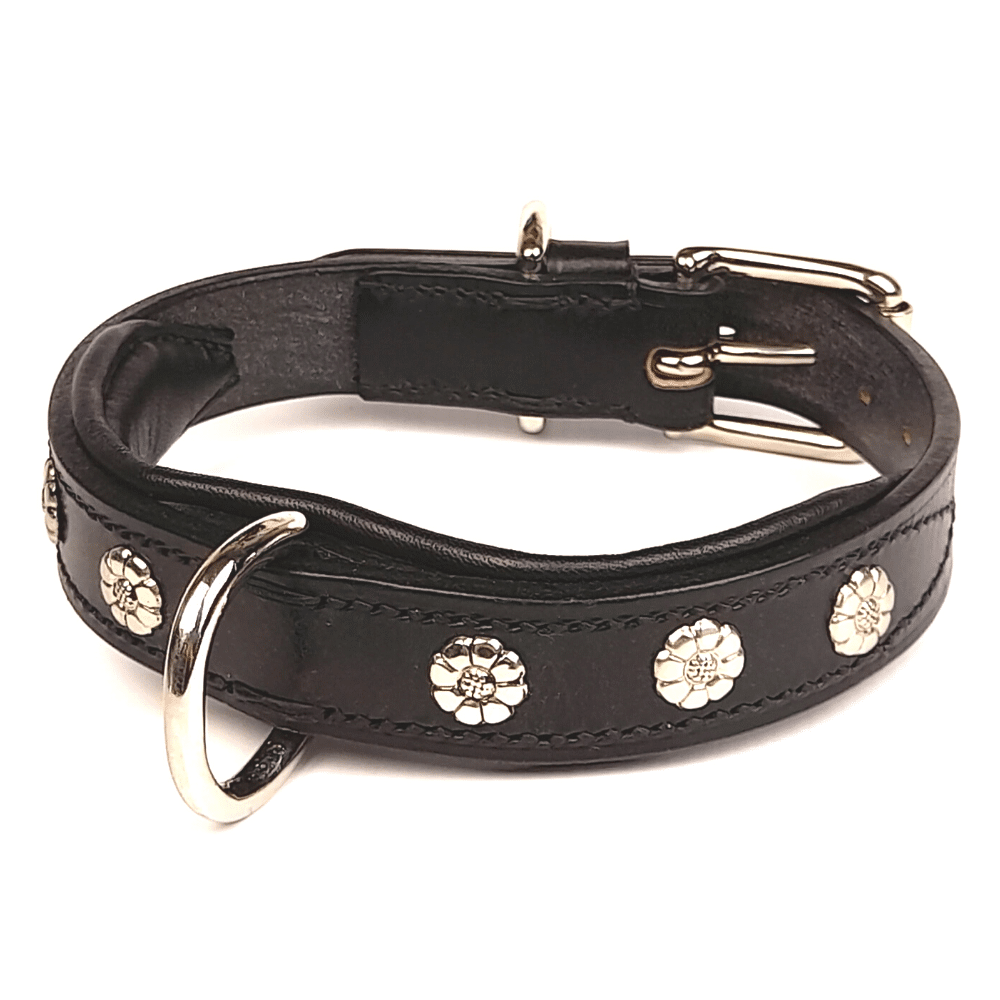 Leather Daisy Dog Collars - handmade by ESB Leather