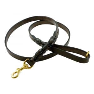 ESB Spliced Leather Lead in Havana 20mm with solid brass