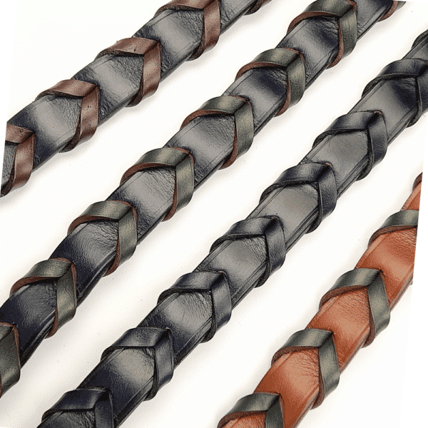 ESB Leather Laced belts (L-R) Navy/Chestnut, Navy/Green, all Navy, Hazel/Green