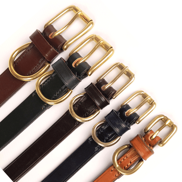 Dog collar buckle sizes (widths L to R) - 32mm, 25mm, 20mm, 16mm, 12mm