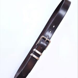 ESB Leather Wye Valley Belt with double keeper shown in Black with polished nickel, buckle A