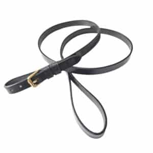 ESB Buckled leather dog lead shown in black with brass buckle